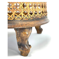 Vintage Wooden and Cane Basket - 18.5" H X 12.5" W X 14.5" L (Oval)