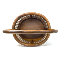 Vintage Wooden and Cane Basket - 18.5" H X 12.5" W X 14.5" L (Oval)