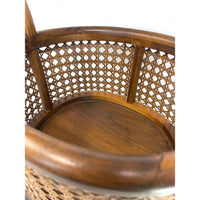 Vintage Wooden and Cane Basket - 18.5" H X 12.5" W X 14.5" L (Oval)