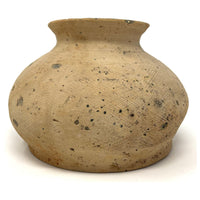 Chinese Ming Dynasty Martaban Beige Earthenware Pot - 6" H X 9" Diam.