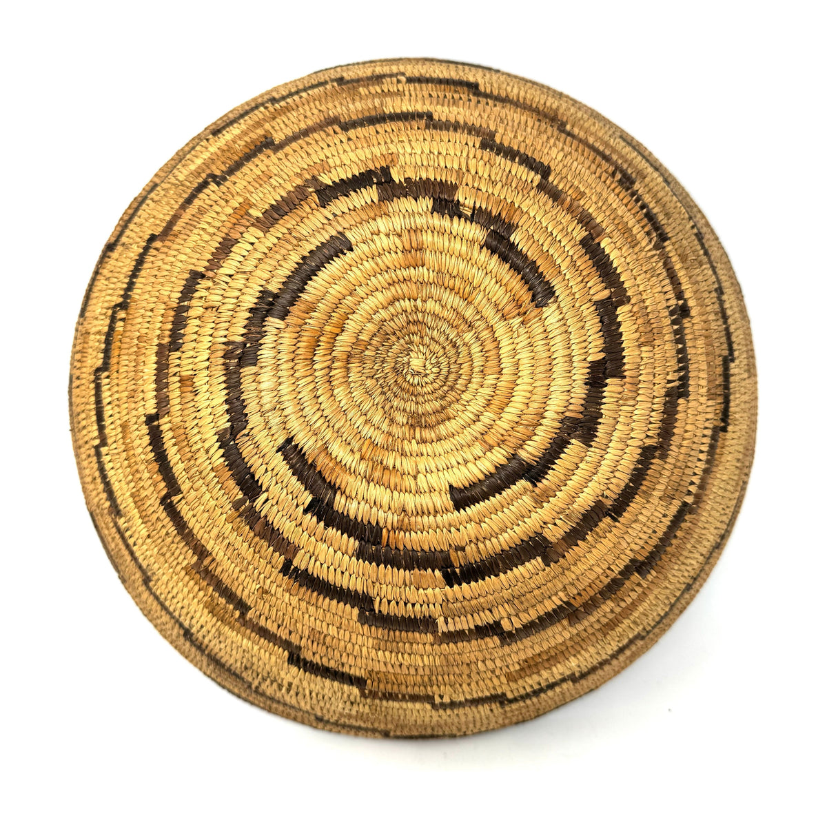 1970s Tears of the Giraffe Pattern Botswana Basket - 12.5" Diam. X 4.75" H