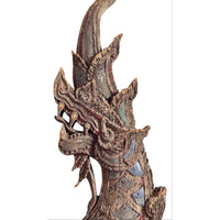19th Century Thai Wooden Temple Dragon - 39" H x 11" W