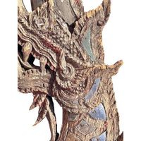 19th Century Thai Wooden Temple Dragon - 39" H x 11" W