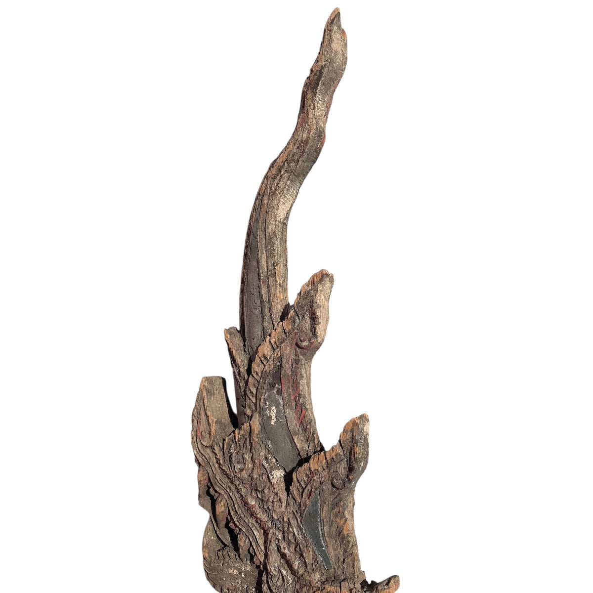 19th Century Thai Wooden Temple Dragon - 39" H x 11" W