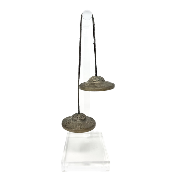 19th Century Tibetan Tingsha Cymbals with Stand - 3" Diam X 1" H