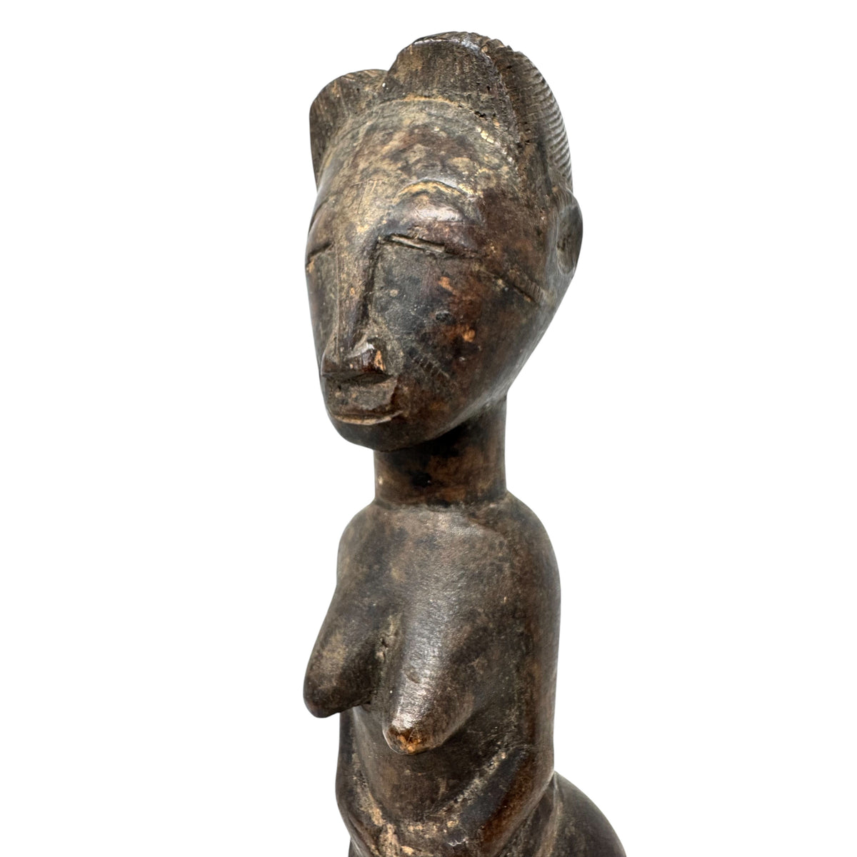 Baule Female Spirit Figure from the Ivory Coast - 13.5" H X 2.5" W