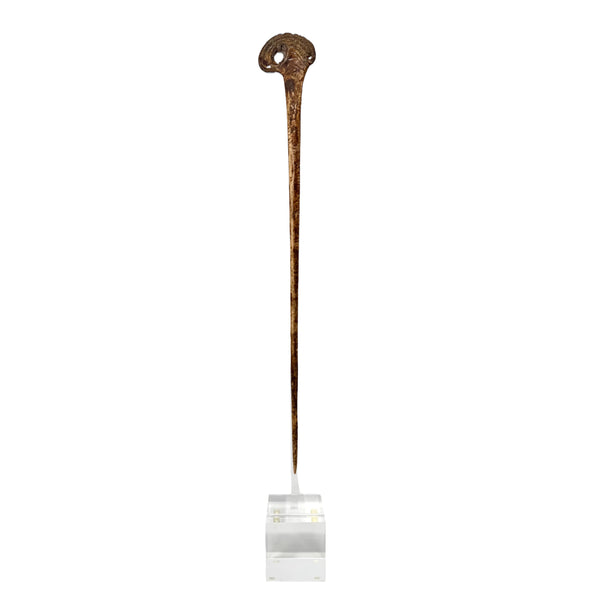 Cassowary Bone Lime Spatula with Acrylic Stand from Papua New Guinea (PNG)