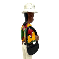 Baule Colon Statue of Female with Purse from the Ivory Coast - 12" H
