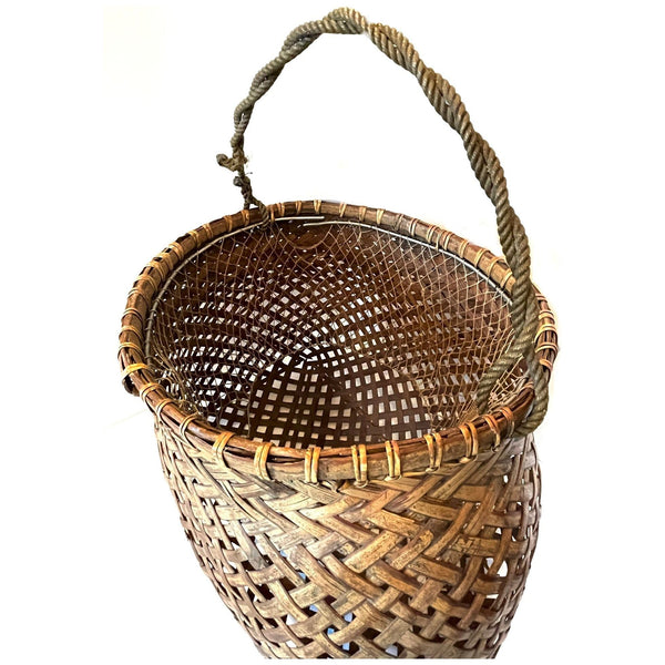 Large Round Fish Trap Basket from the Philippines Measuring 16 Inches High by 20.5 Inches Long