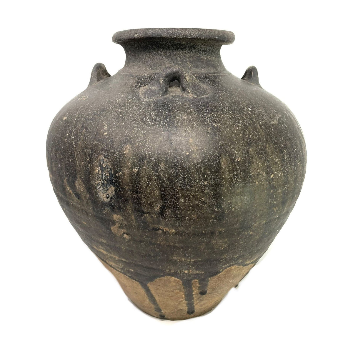 Sukhothai 15th/16th Century Thai Brown-Glazed Jar - 14" H X 12.5" Diam.