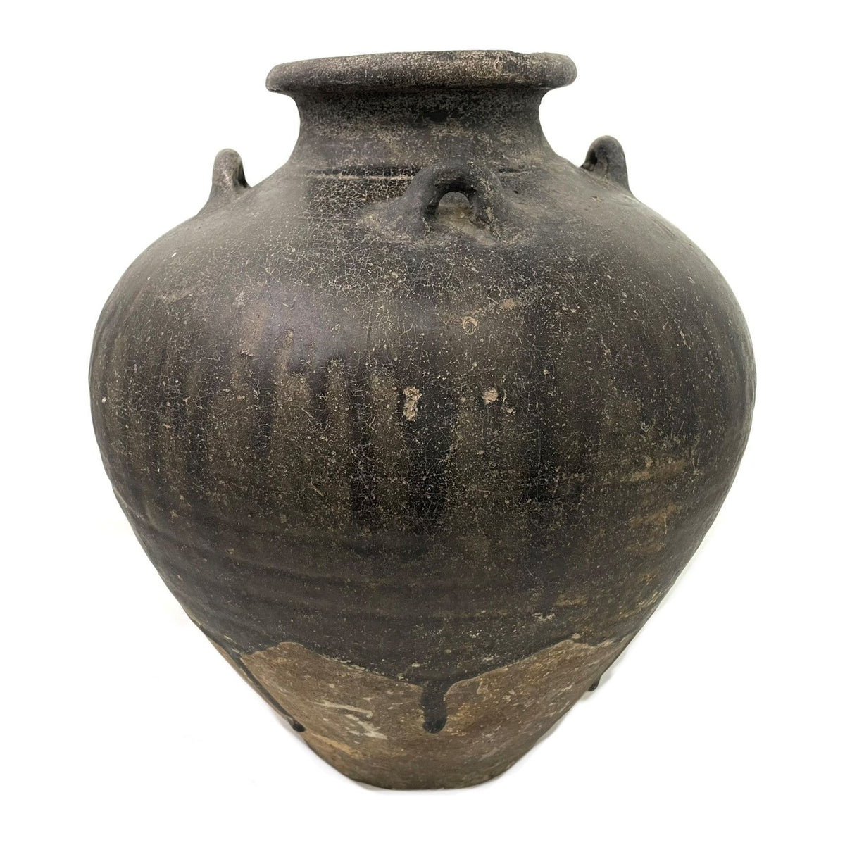 Sukhothai 15th/16th Century Thai Brown-Glazed Jar - 14" H X 12.5" Diam.