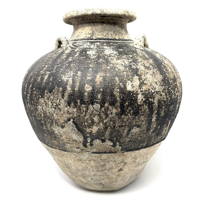 Sukhothai 15th/16th Century Brown Drip-Glazed Jar - 15" H X 14" Diam.