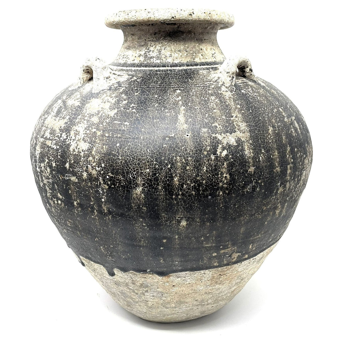 Sukhothai 15th/16th Century Thai Brown Drip-Glazed Jar - 15" H X 13.5" Diam.