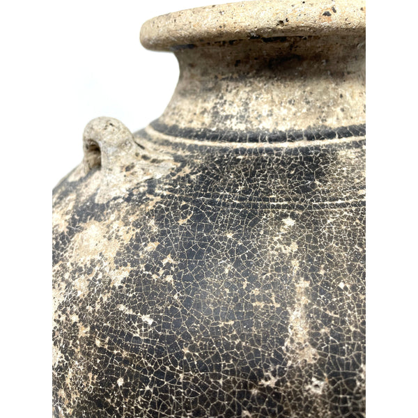 Sukhothai 15th/16th Century Thai Brown Drip-Glazed Jar - 15" H X 13.5" Diam.