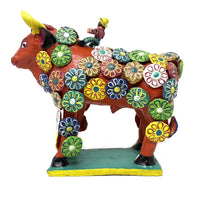 Gerardo Ortega Folk Art Bull from Tonalá, Jalisco, Mexico - 10.25" H X 12" L X 5.25" W