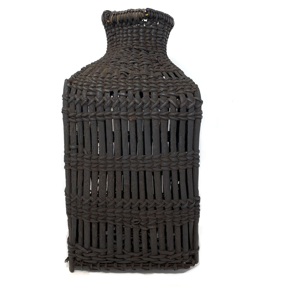 Butit Locust Basket with Dark Brown/Black Coloration from the Philippines - 16" H X 9" L X 9" W