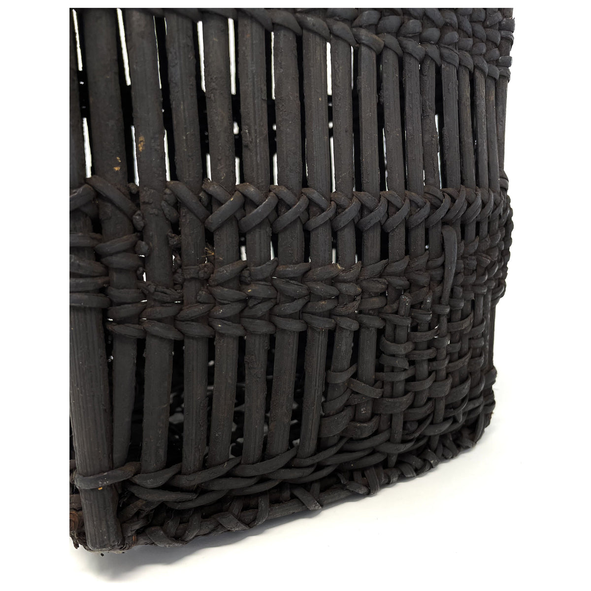 Butit Locust Basket with Dark Brown/Black Coloration from the Philippines - 16" H X 9" L X 9" W