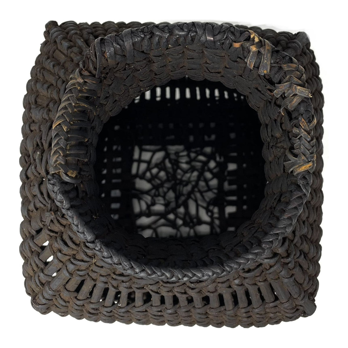 Butit Locust Basket with Dark Brown/Black Coloration from the Philippines - 16" H X 9" L X 9" W