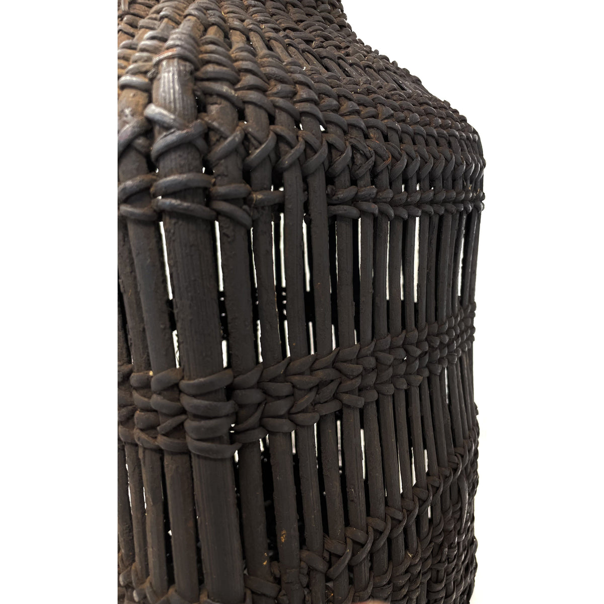 Butit Locust Basket with Dark Brown/Black Coloration from the Philippines - 16" H X 9" L X 9" W