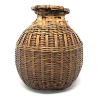 Vintage Fish Creel Basket with Natural/Buff Patina from the Philippines - 10.5" H X 11.75" L X 9.75" W