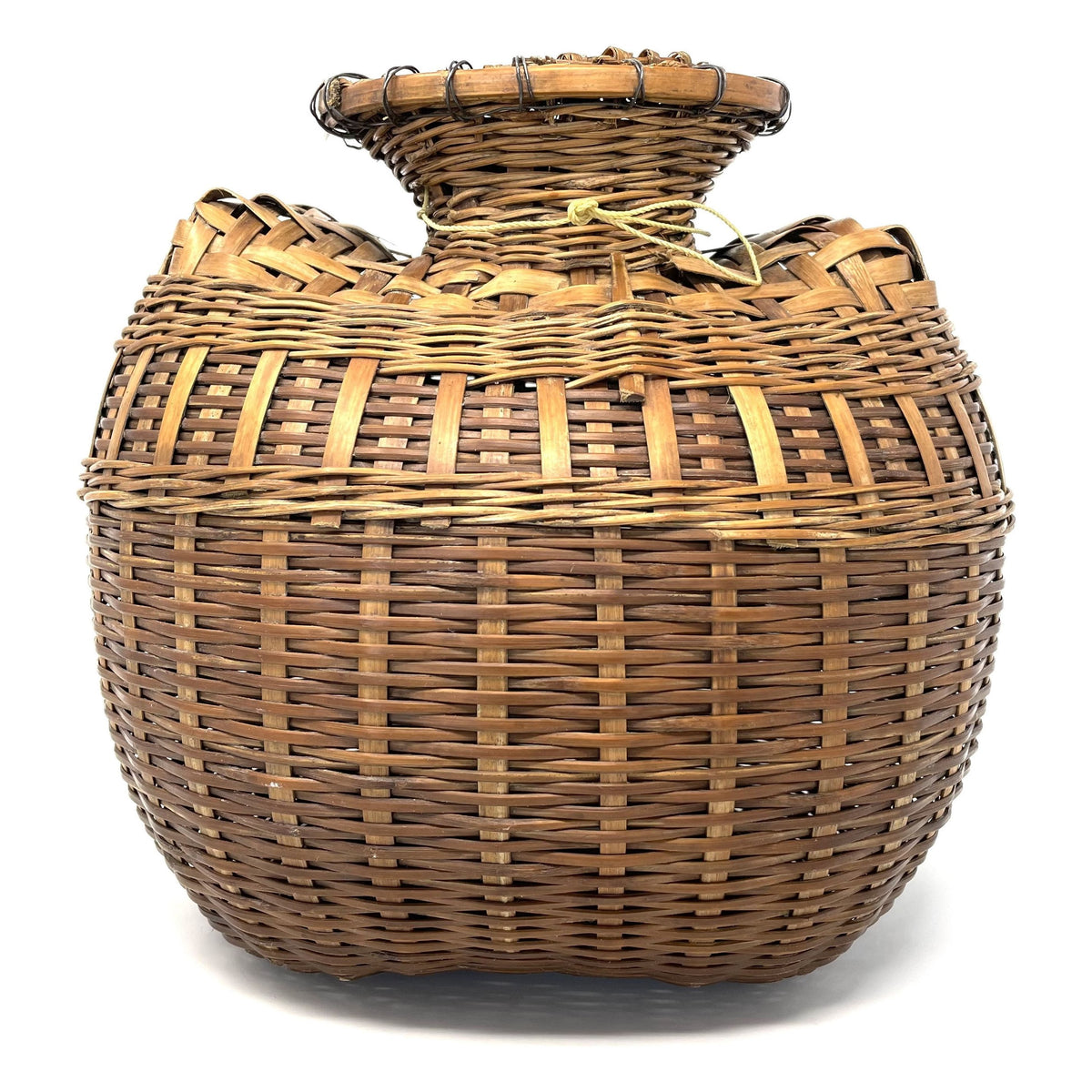 Vintage Fish Creel Basket with Natural/Buff Patina from the Philippines - 10.5" H X 11.75" L X 9.75" W