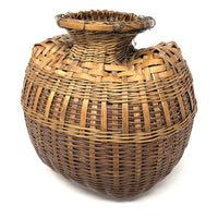 Vintage Fish Creel Basket with Natural/Buff Patina from the Philippines - 10.5" H X 11.75" L X 9.75" W