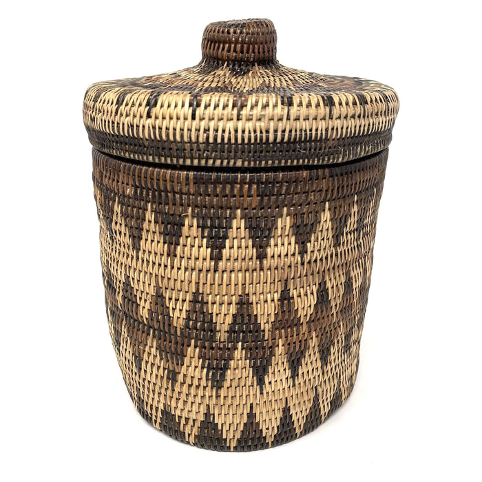 Philippine Iraya Basket with Zig Zag Pattern - 10" H X 8" Diam.