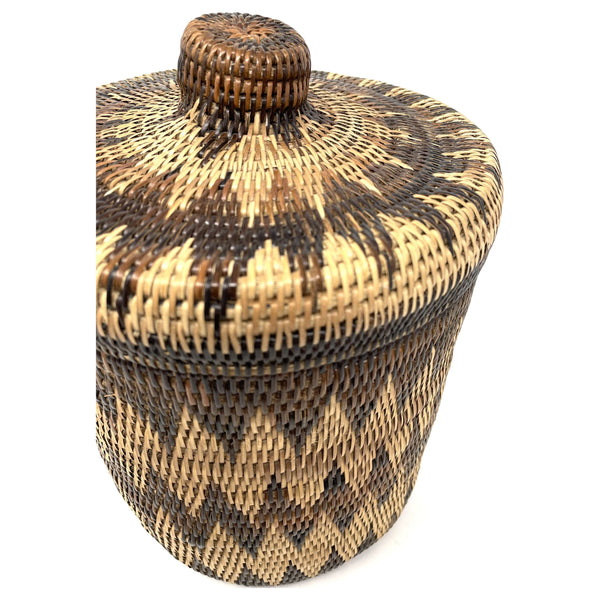 Philippine Iraya Basket with Zig Zag/Chevron Pattern