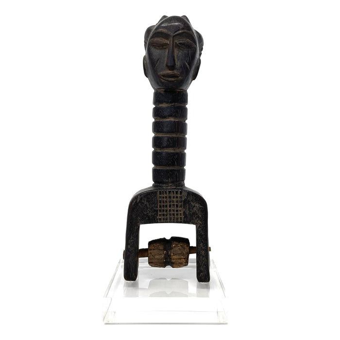 Baule Heddle Pulley with Anthropomorphic Head from Ivory Coast - 9" H