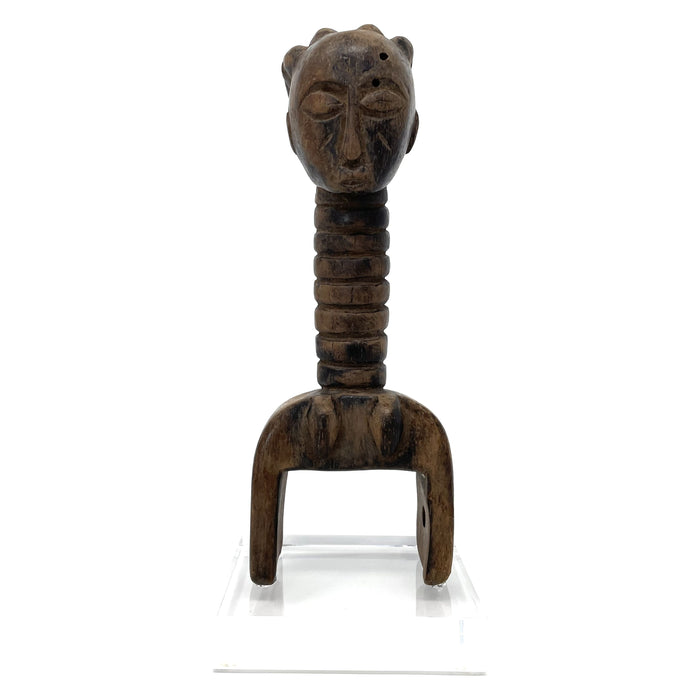 Baule Heddle Pulley with Anthropomorphic Head from Ivory Coast - 8" H