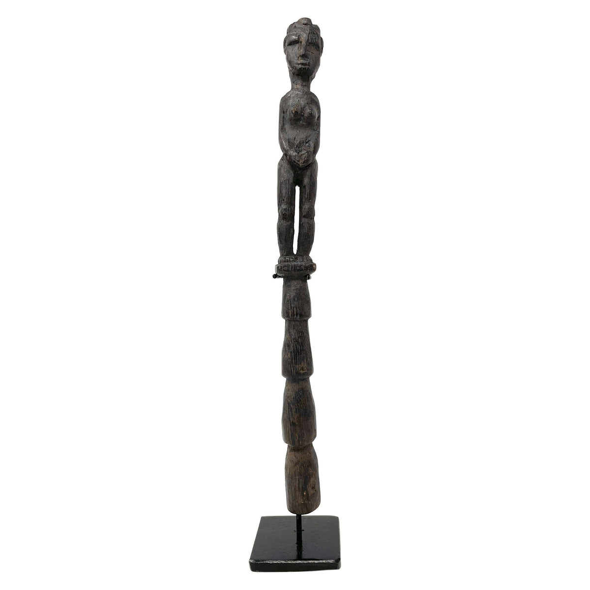 Luba-Style Scepter with Female Carving from DRC