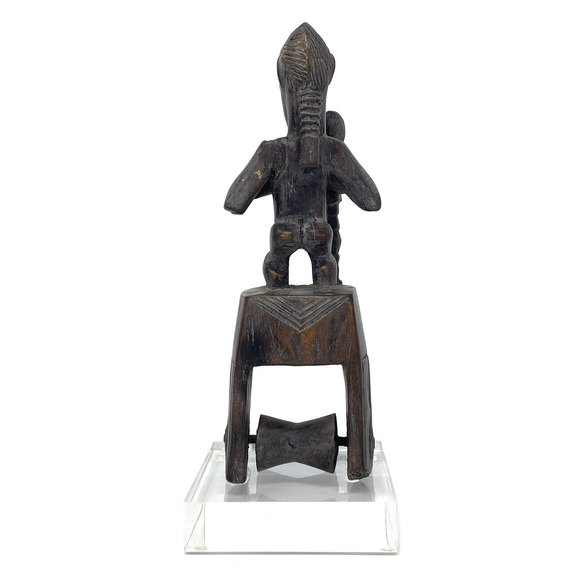 Baule-Style Heddle Pulley with Male Figure and Staff from Ivory Coast/Côte d’Ivoire