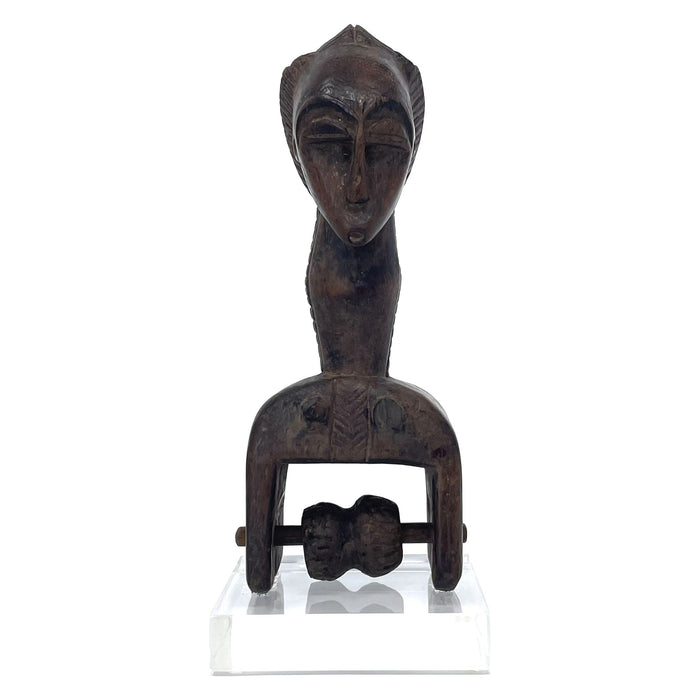 Baule Heddle Pulley with Anthropomorphic Head from Ivory Coast - 8" H
