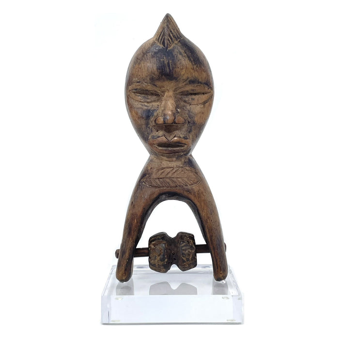 Baule Heddle Pulley with Anthropomorphic Head from Ivory Coast - 8" H