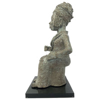 Benin-Style Bronze Sculpture of a Seated African Queen from Nigeria