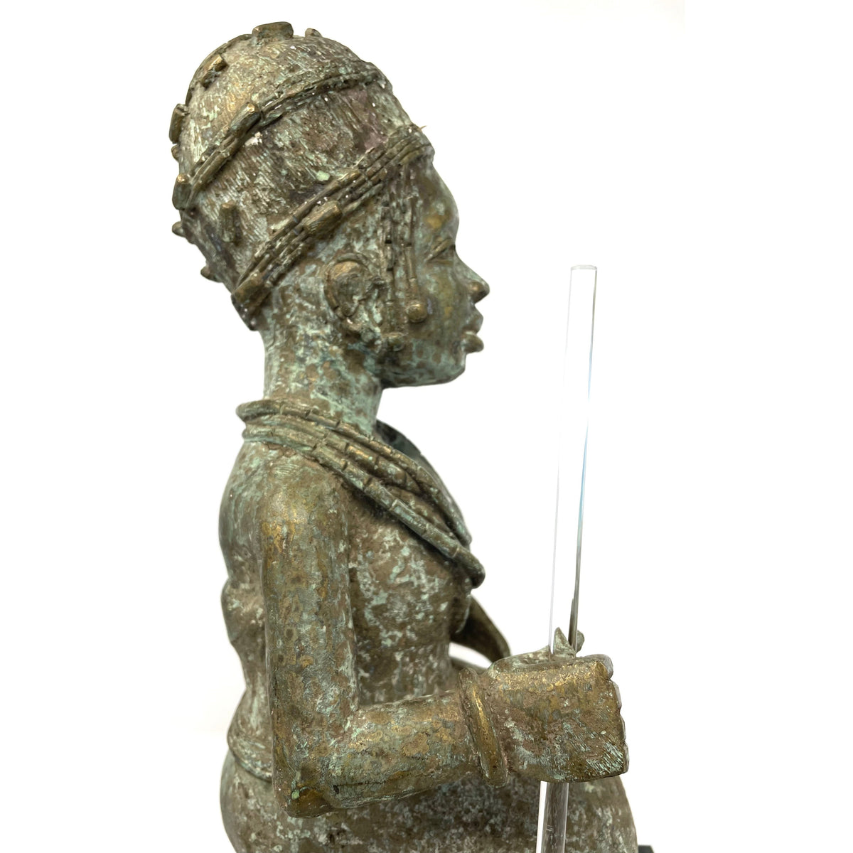 Benin-Style Bronze Sculpture of a Seated African Queen from Nigeria