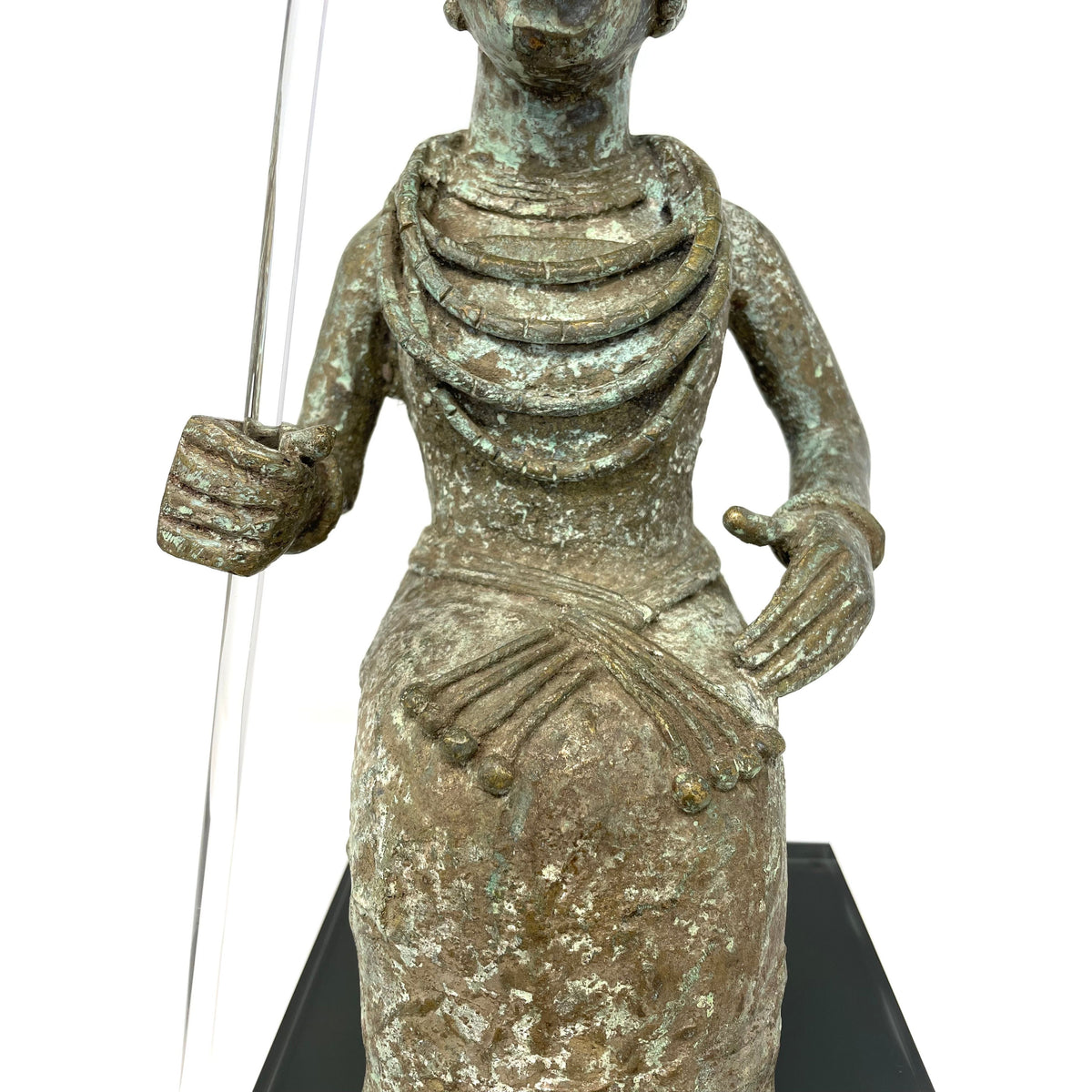 Benin-Style Bronze Sculpture of a Seated African Queen from Nigeria