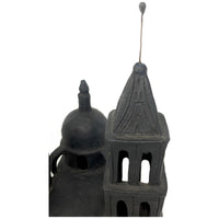 Hard-to-Find Black Pottery Folk Art Cathedral from Oaxaca, Mexico - 15.5" H X 10.5" W X 10.5" D