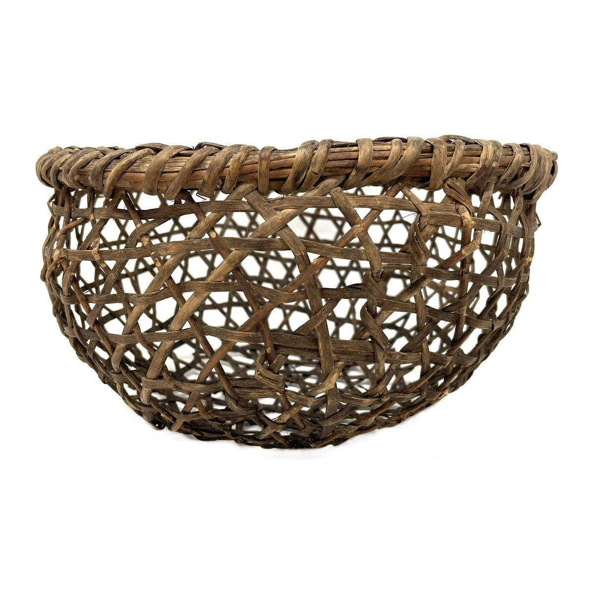 Philippine Igorot Hexagonal Open Weave Basket - 11.5" Diam. X 7" H