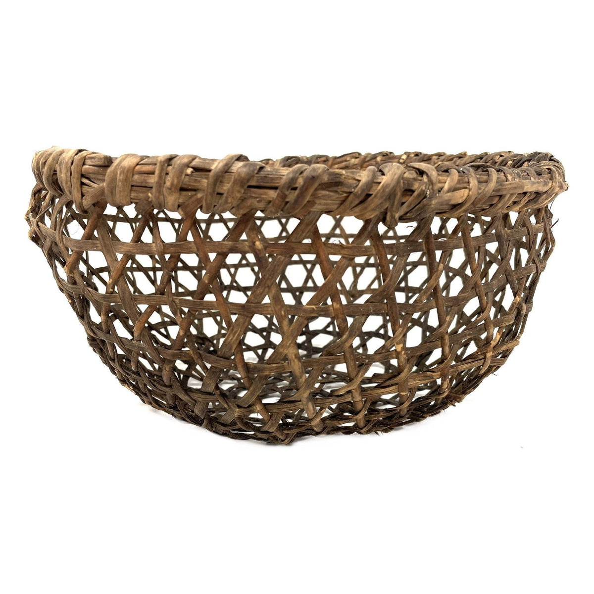 Philippine Igorot Hexagonal Open Weave Basket - 11.5" Diam. X 7" H