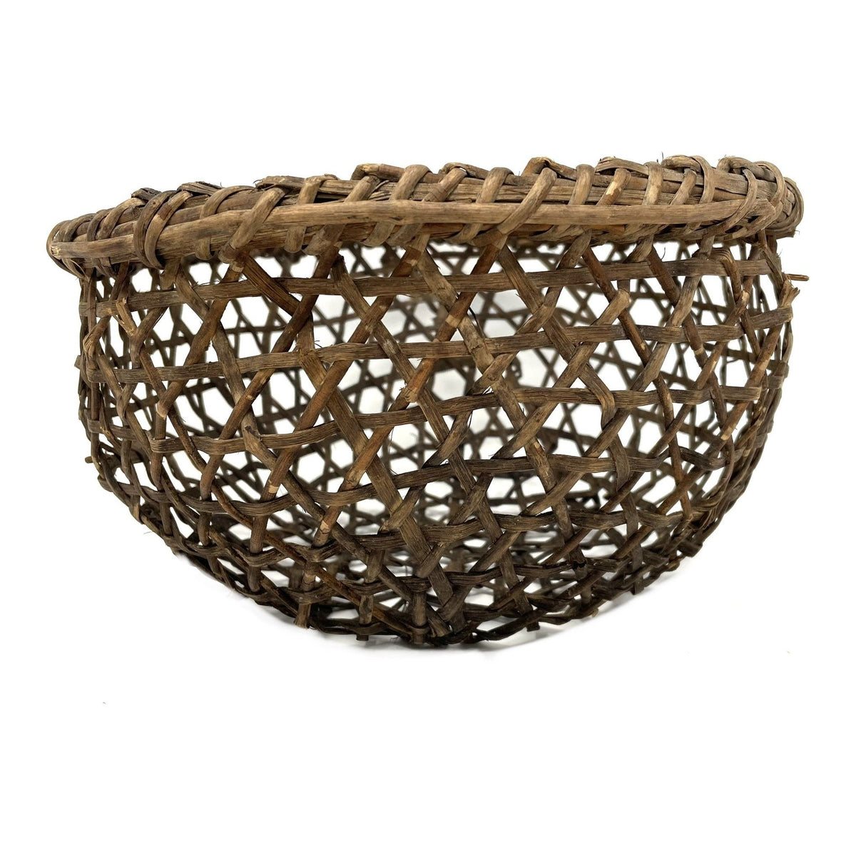 Philippine Igorot Hexagonal Open Weave Basket - 11.5" Diam. X 7" H