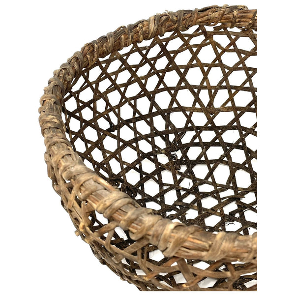 Philippine Igorot Hexagonal Open Weave Basket - 11.5" Diam. X 7" H