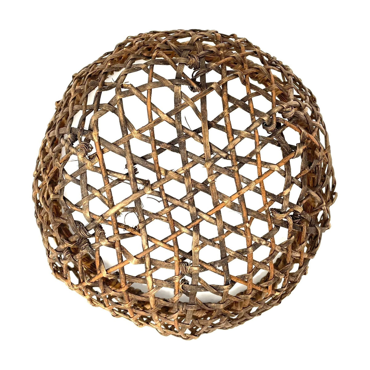 Philippine Igorot Hexagonal Open Weave Basket - 11.5" Diam. X 7" H