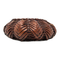 Small Bulbous Japanese Bamboo Basket Measuring 4.25 Inches Tall and 11 Inches in Diameter