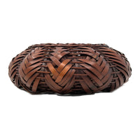 Small Bulbous Japanese Bamboo Basket Measuring 4.25 Inches Tall and 11 Inches in Diameter