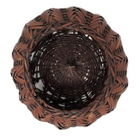 Small Bulbous Japanese Bamboo Basket Measuring 4.25 Inches Tall and 11 Inches in Diameter