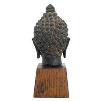 19th Century Thai Bronze Buddha Head - 6.75" H X 3" W X 3" D (No. 1)