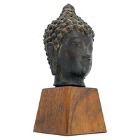 19th Century Thai Bronze Buddha Head - 6.75" H X 3" W X 3" D (No. 1)