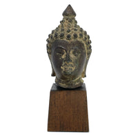 19th Century Thai Bronze Buddha Head - 6.75" H X 3" W X 3" D (No. 2)