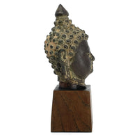 19th Century Thai Bronze Buddha Head - 6.75" H X 3" W X 3" D (No. 2)